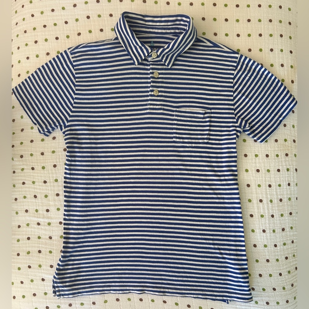 Crewcuts Blue and White Striped Polo Shirt